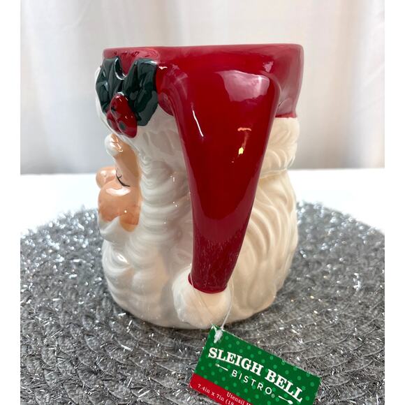 Sleigh Bell Bistro Retro Style Winking Santa Face Ceramic Kitchen Utensil Holder - Picture 2 of 8